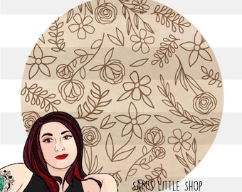 Spring Floral Doodle Flower ENGRAVING SVG File for Laser Cut Signs - Personal/Commercial Use License Included