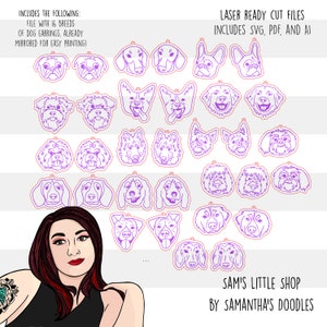 Dog Breeds Earring Bundle - 16 Dog Breeds - Dog Themed Earrings - Dog Doodles Earrings by Samantha&#39;s Doodles