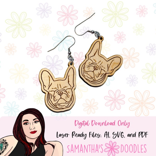 Sleepy Frenchies - Dog Breed Engraving Earrings | Dog Themed Gifts | Earrings for Dog Lovers