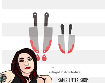 Halloween Slasher Knives Earring Bundle - Dangles and Studs - Samantha's Doodles Laser SVG Files - Halloween Earrings