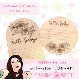 Ensemble SVG floral Daisy Birth Sign : fichiers découpés au laser (téléchargement numérique)