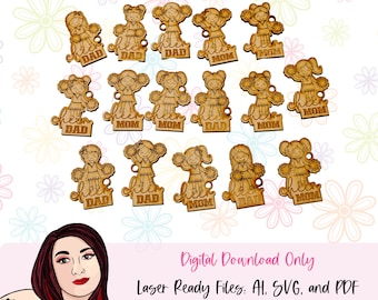 Cheer Mom/Dad Keychain SVG Bundle: 2.25" Designs (Digital Download)