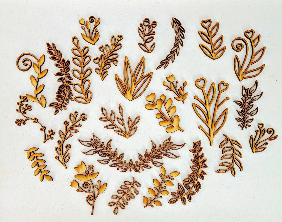 Leaf Embellishment Doodle Bundle 45 CUT and ENGRAVING SVG Etsy