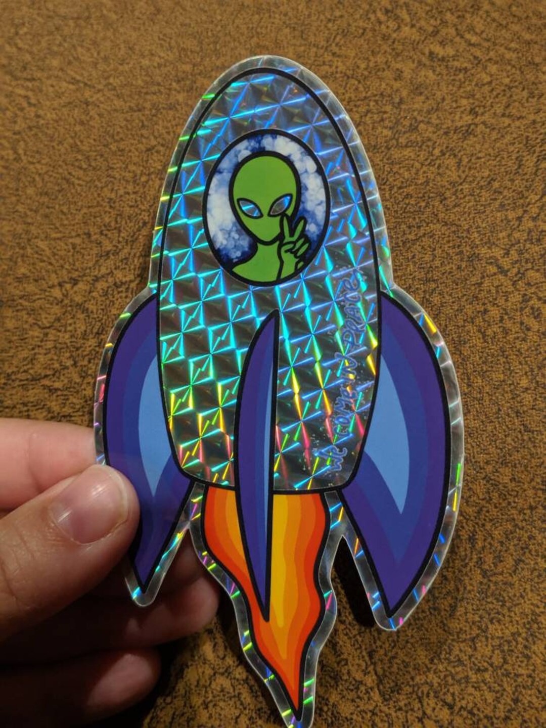 Prismatic Holographic we Come in Peace Alien - Etsy