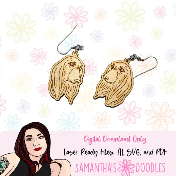 Afghan Hound - Dog Breed Engraving Earrings | Dog Themed Gifts | Earrings for Dog Lovers