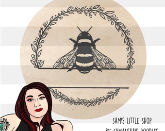 Split Bee Name Monogram Design: Engraving Files (SVG, PNG, PDF)