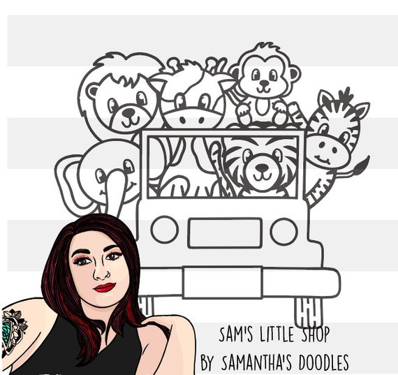 Jungle Truck Safari Animals SVG: Laser Cut Sign Files (Digital Download)
