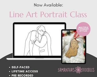 Cours de dessin au trait sur le portrait par Samantha's Doodles - Tutoriels de dessin pour les utilisateurs d'iPad - Procreate et Adobe Illustrator