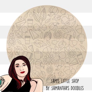 Fall Vibes Scoring Doodle Pattern - Laser Cutting Backers - Scoring Designs for Laser Cutting - Autumn Laser Files - Leaves and Pumpkins SVG