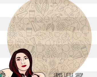 Fall Vibes Scoring Doodle Pattern - Laser Cutting Backers - Scoring Designs for Laser Cutting - Autumn Laser Files - Leaves and Pumpkins SVG