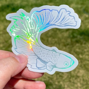 Holographic Betta Fish Sticker - Waterproof Outdoor Safe Vinyl Stickers