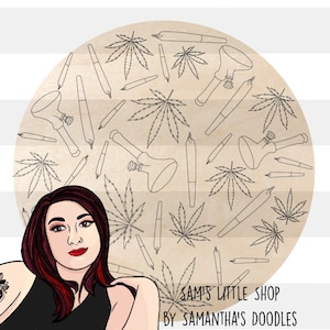 420パターン - マリファナのスコアリング落書きパターン - レーザーバッカー - レーザーカット用スコアリングデザイン - ポットテーマのパターン化レーザーファイル