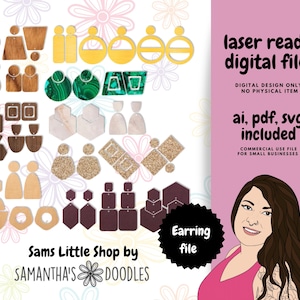 Pacote de arquivos SVG Mix & Match de brincos de formas geométricas - Arquivos SVG Laser Doodles da Samantha