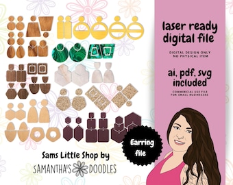 Geometric Shapes Earring SVG Mix & Match File Bundle - Samantha's Doodles Laser SVG Files