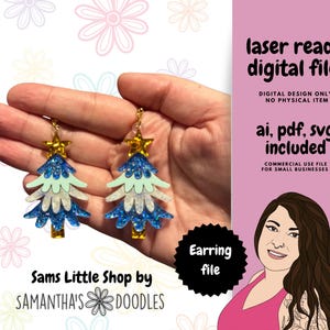 Layered Christmas Tree Earring SVG File | Laser Cut Earrings | Festive Holiday Earrings | Laser Christmas Earring Template | Laser Jewelry