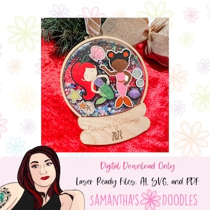 Snowglobe Shaker Ornament SVG File - Magical mermaids Theme - Shaker Christmas Tree Ornaments - Christmas Ornaments Cute - DIGITAL FILE