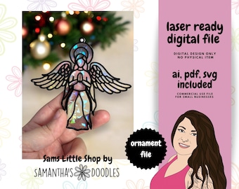 Layered Angel Ornament SVG File: Christmas Suncatcher Template (Digital Download)