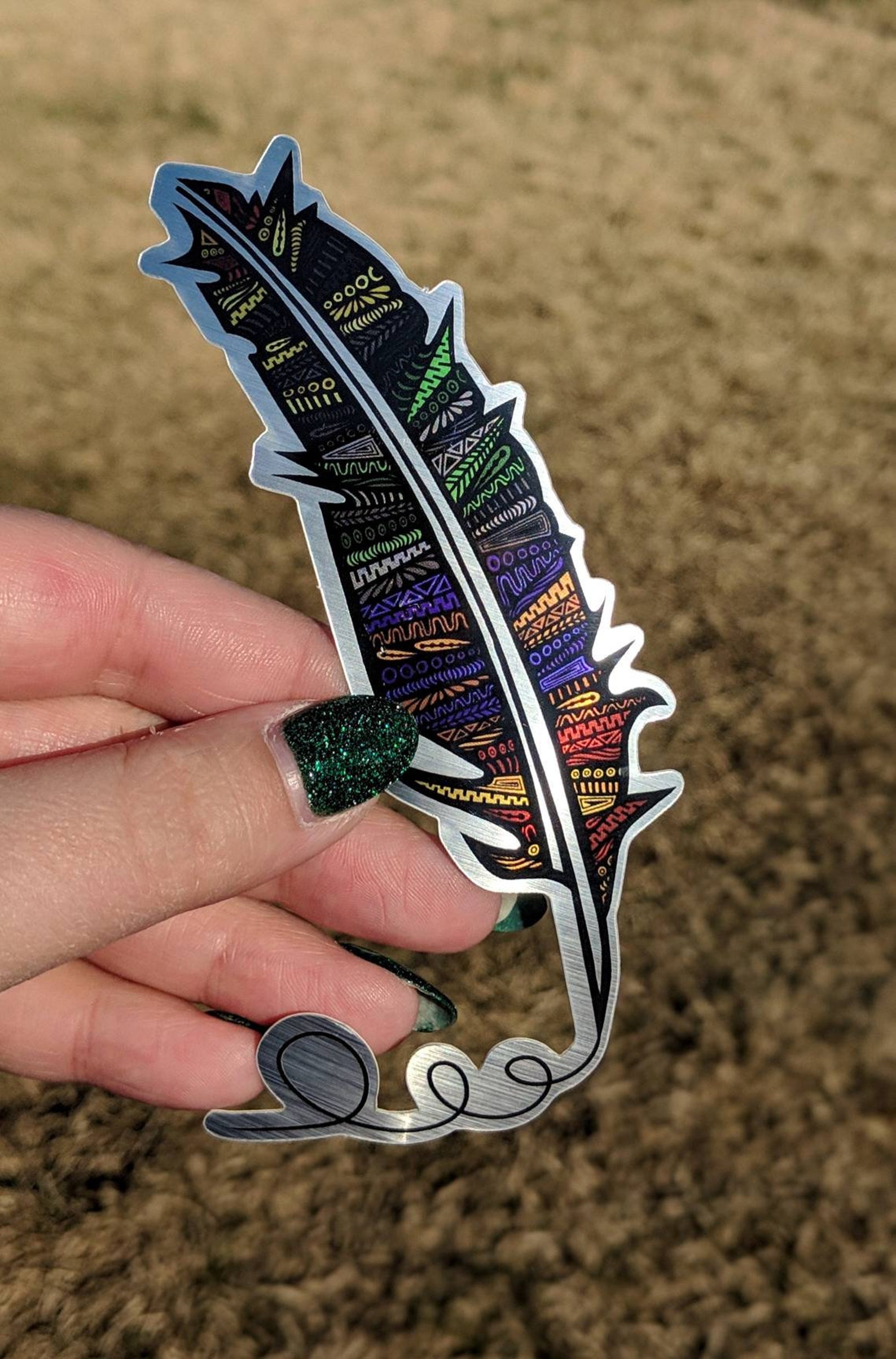 Feather Quill Metallic Bumper Stickers Car Decal Laptop Etsy