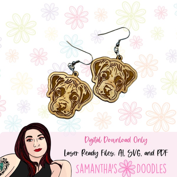 Boxer Puppy- Dog Breed Engraving Earrings | Dog Themed Gifts | Earrings for Dog Lovers