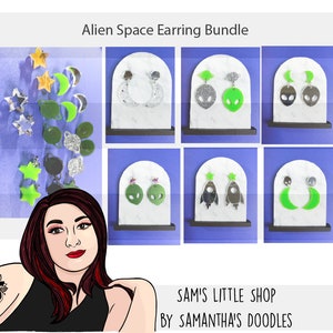 Alien Space Ohrring Component File Bundle - Samanthas Doodles Laser SVG-Dateien