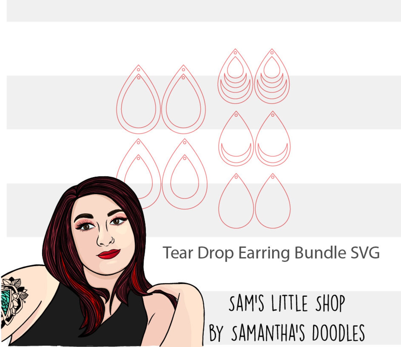 Tear Drop Earring SVG File Bundle Samantha's Doodles Laser SVG Files Etsy