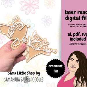 Angel and Dove Layered Ornament SVG: Easy Christmas Ornaments (Digital Download