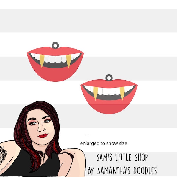 Vampire Fang Earrings - Samantha's Doodles Laser SVG Files - Halloween Earrings