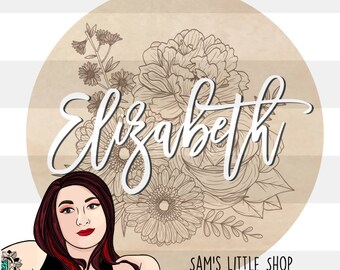 Elizabeth Blumengravur SVG-Datei: Laser Cut Sign Design (Digitaler Download)
