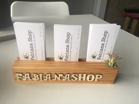 Business Card Holder Desk Business Card Holder Wood Wooden Etsy