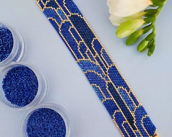 Cobalt blue peyote bracelet diagram PDF