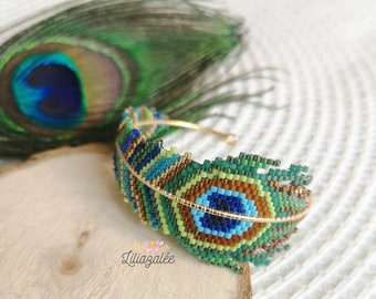 PDF brickstitch Peacock Feather bracelet diagram