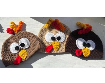 Crocheted Turkey Hat – Handmade Thanksgiving Beanie for Kids & Adults – Cozy Fall Beanie