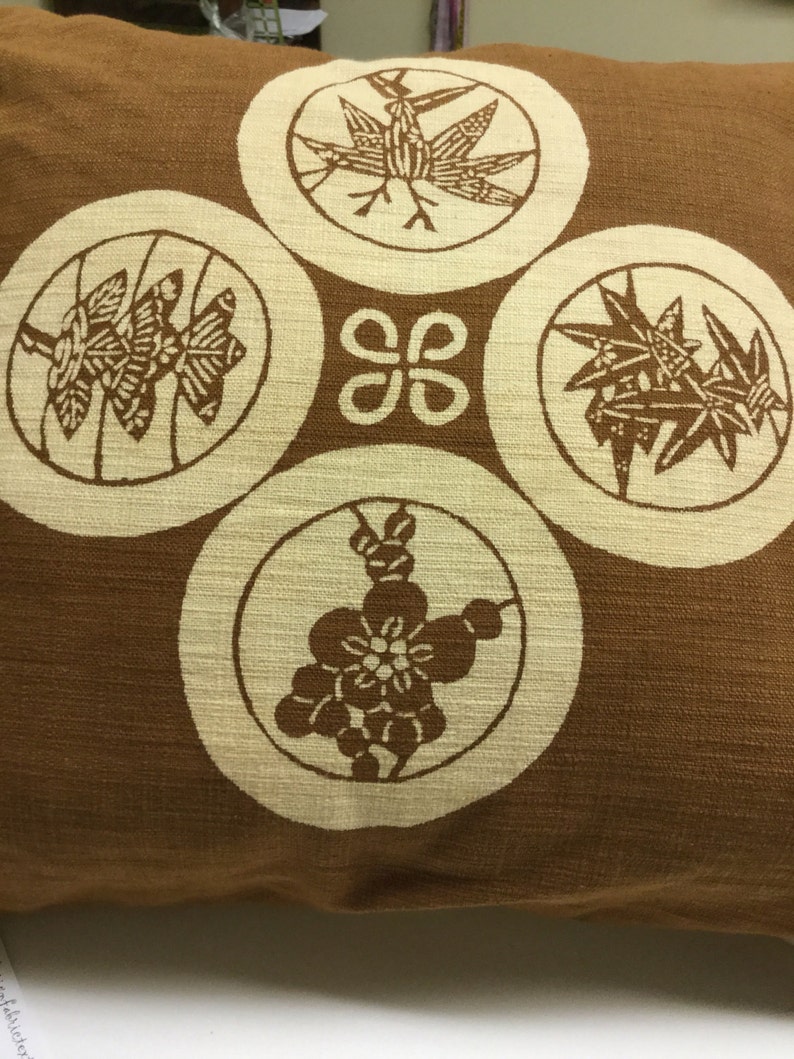 Charming Japanese cotton tan and cream accent cushion