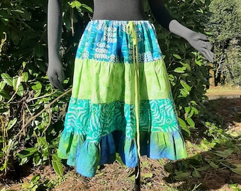 Cotton Batik Tiered Petticoat Style Skirt - Women&#39;s Free Size