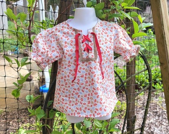 Toddler Cotton Peasant Top with Mushroom Print - 12-18 months