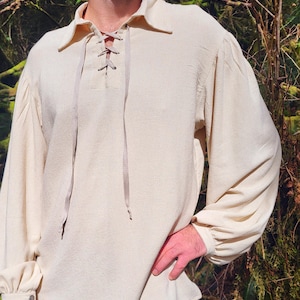 Linen Men&#39;s Renaissance Shirt (Natural)