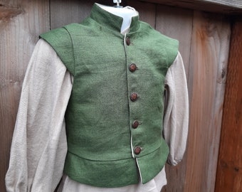 Teen Linen Sleeveless Medieval Shirt Green size 1314