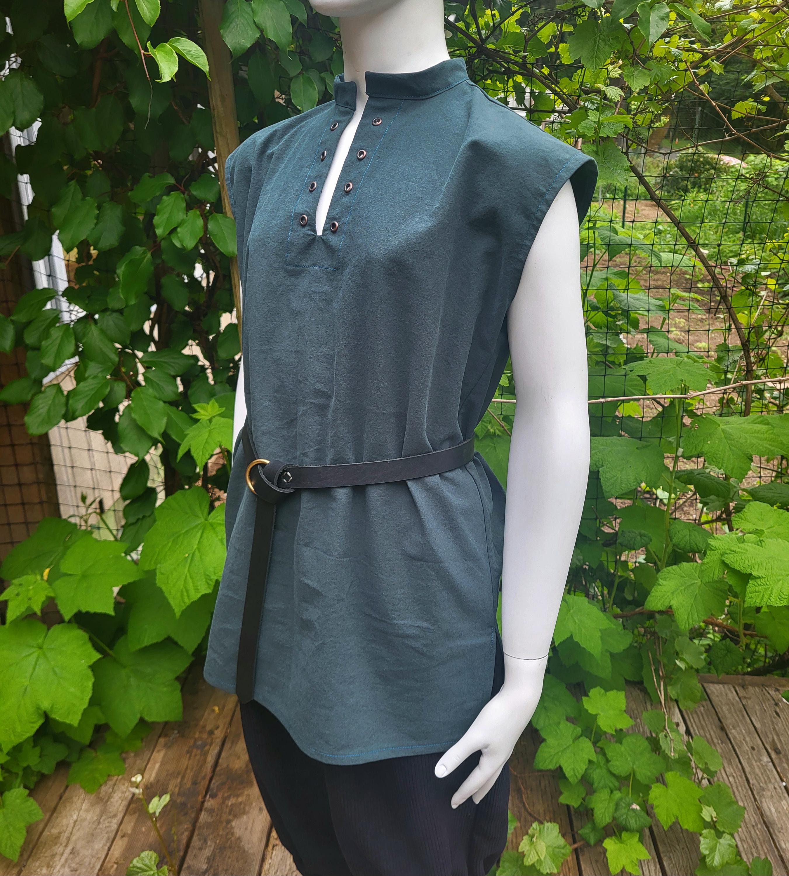Child's Cotton Sleeveless Medieval Tunic - Dark Spruce