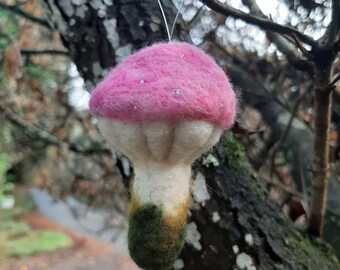 Beaded Needle Felted Mushroom Ornament Etsy