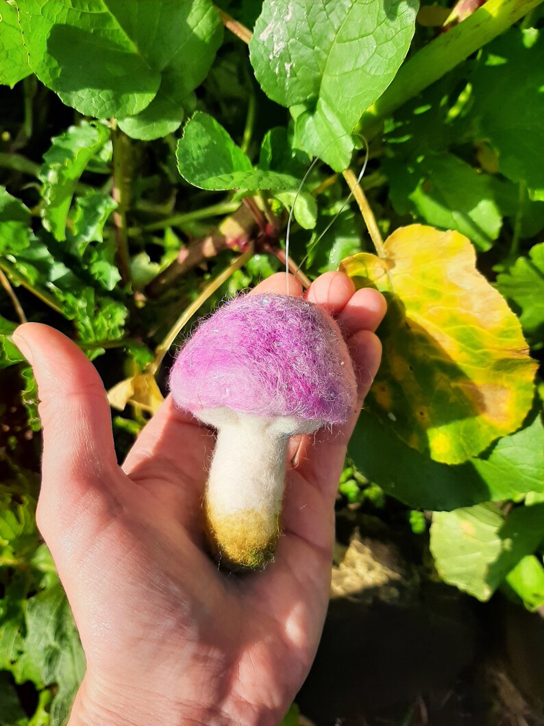 Beaded Needle Felted Mushroom Ornament