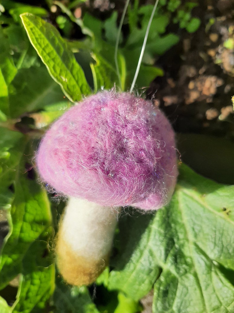Beaded Needle Felted Mushroom Ornament