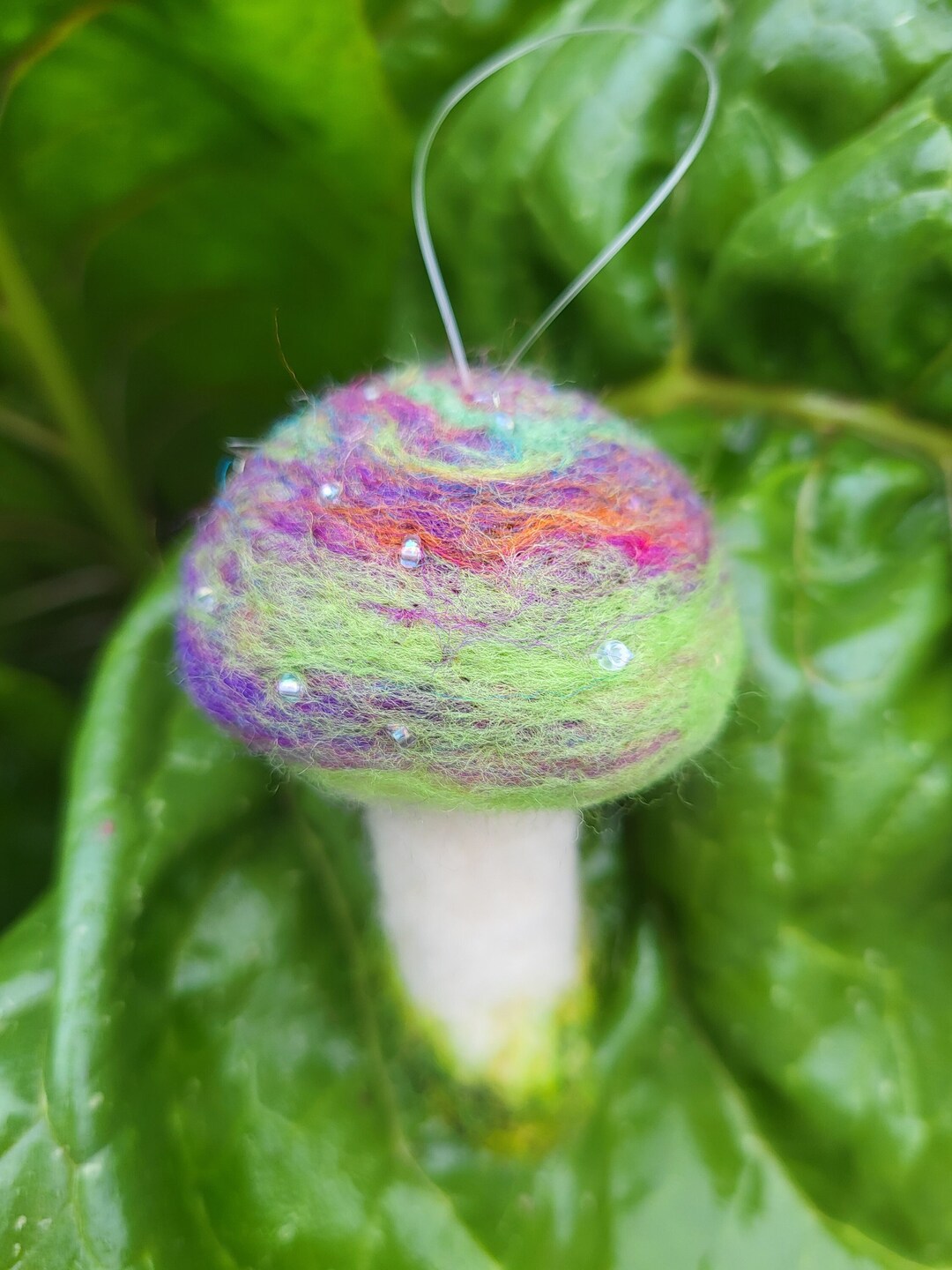 Beaded Needle Felted Mushroom Ornament Etsy