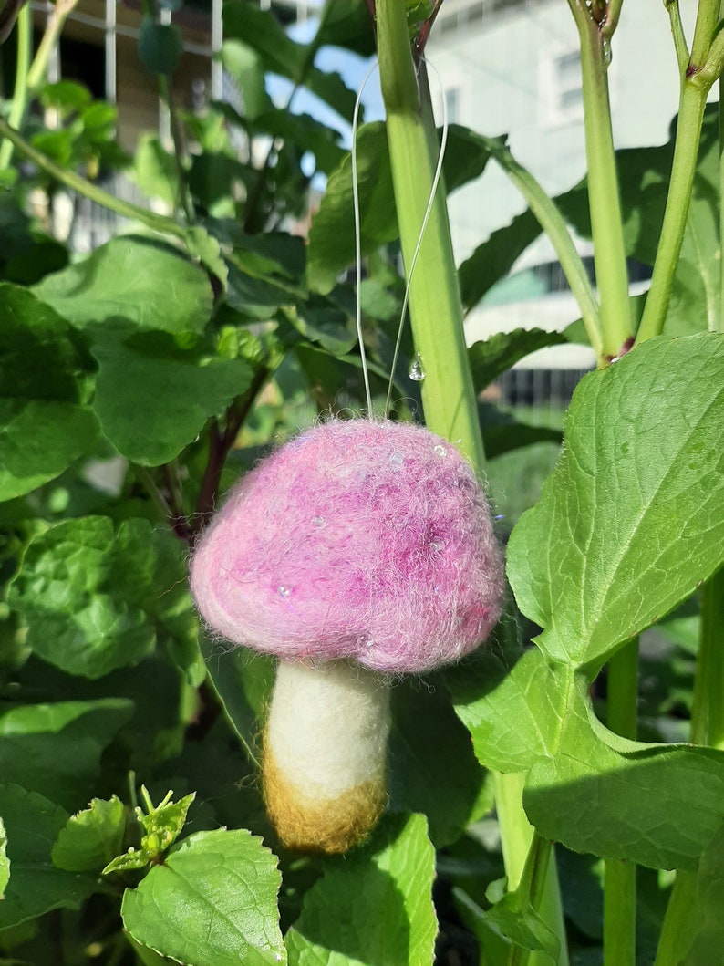 Beaded Needle Felted Mushroom Ornament