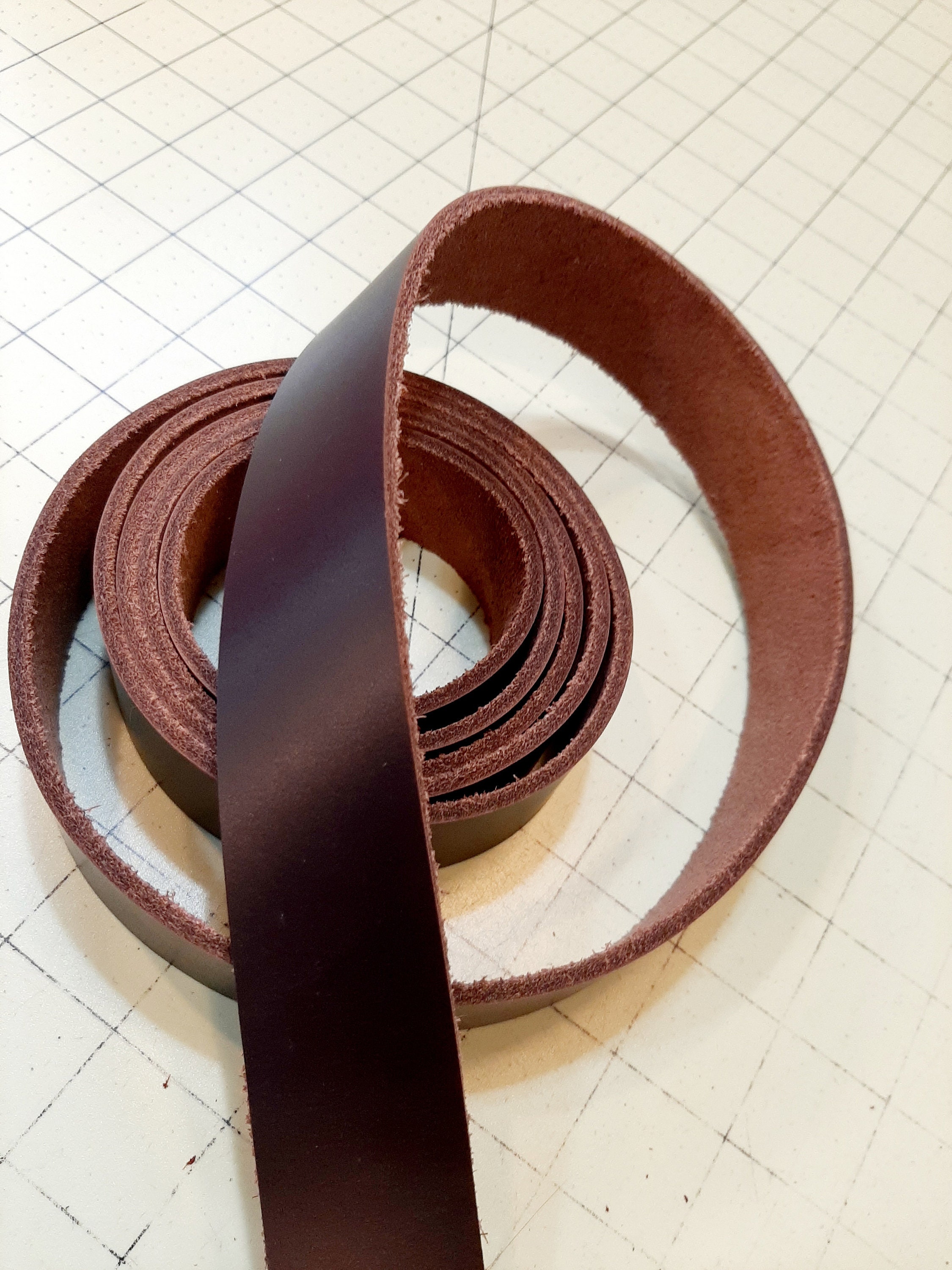 Dark Brown Leather Belt Blank/strap 1 1/4 Wide, 82 Long 