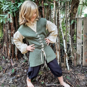 DISCONTINUED - Child/Teen Renaissance Jerkin/Vest - Mossy Green