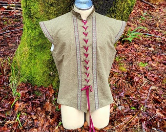 Men's Medieval / Elven Style Linen Vest - Large