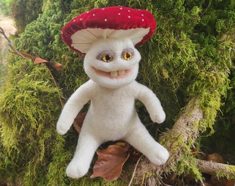 Needle Felted Mushroom Guy