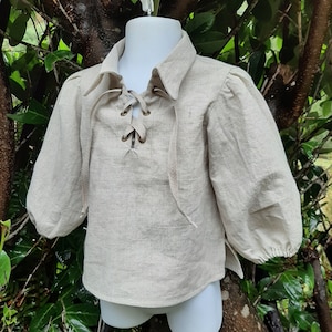 Baby and Toddler Sizes Linen Renaissance Shirt -  (Natural Beige)