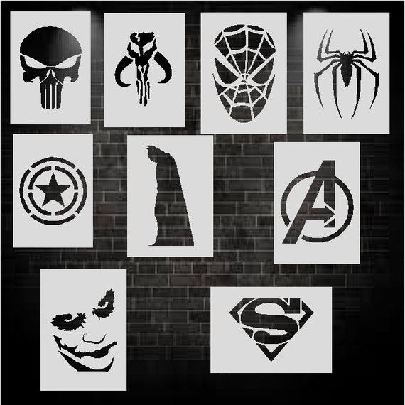 25 Pcs Superhero Stencils for Painting on Wood Canvas - Kids Drawing  Painting Stencil Art Supplies Superhero Avatars and Logo Stencils for Home  Decor