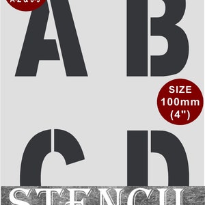 LETTER  STENCILS 100mm BLOCK Style Capital Letters + 0-9